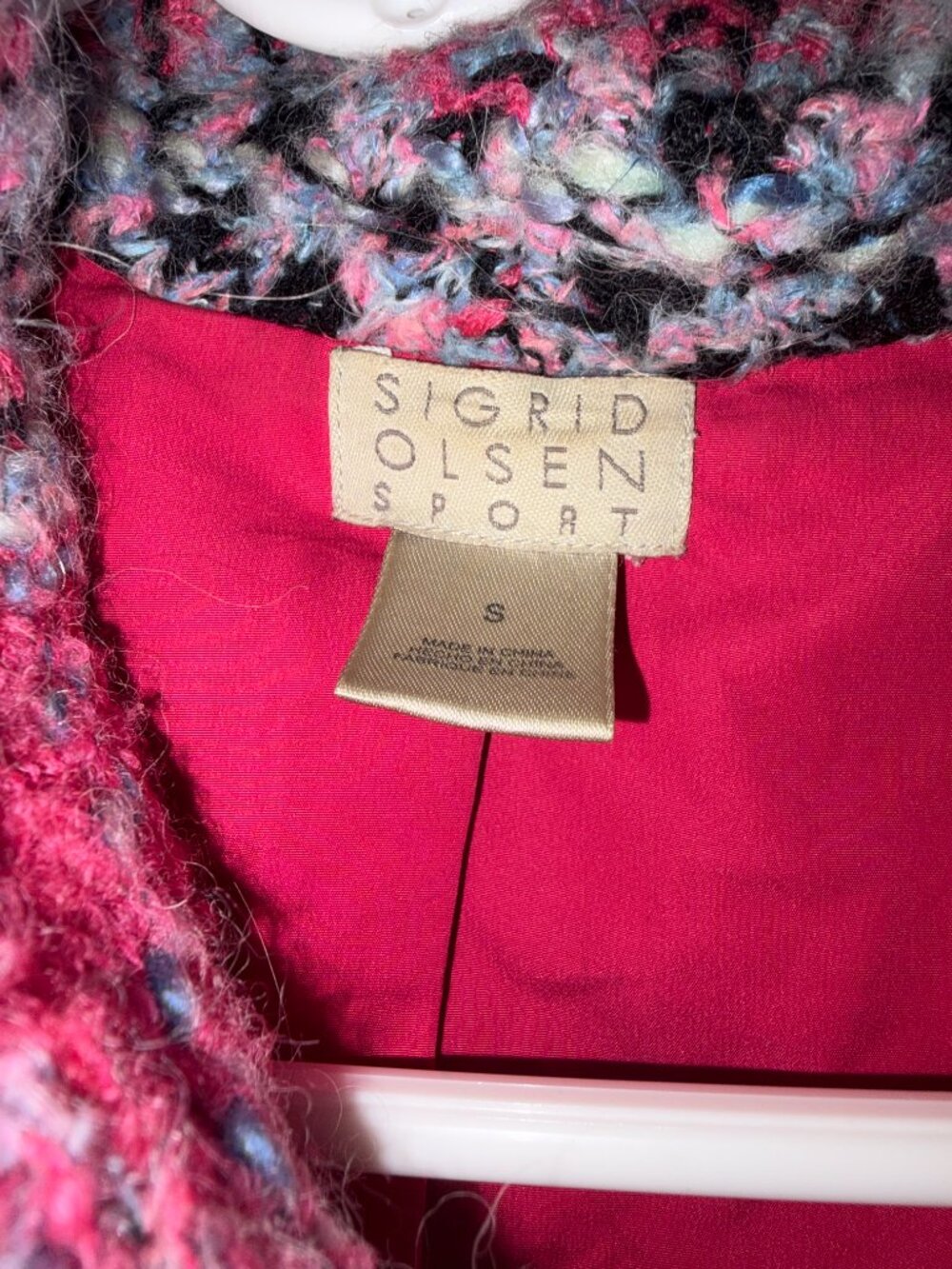 SIGRID OLSEN SPORT PINK/GREY/BLACK TWEED COAT - SIZE S - Picture 2 of 4